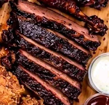 Slow-smoked brisket slices